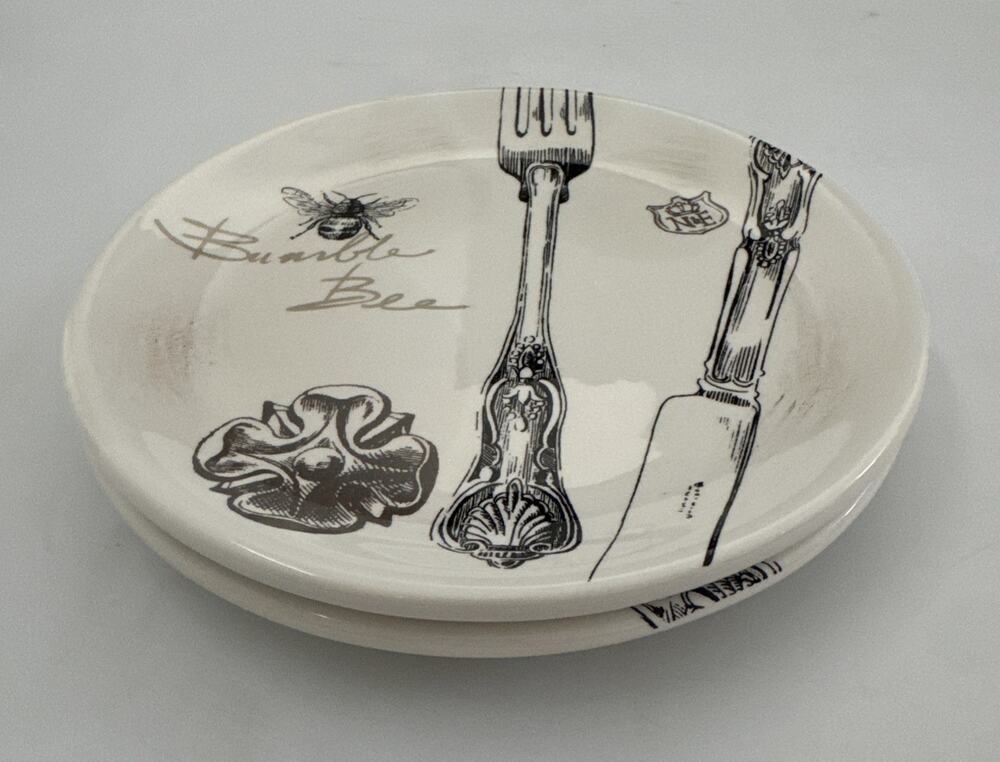 Set of 2 Sur La Table Paris Bee Salad Plates 8.5" READ
